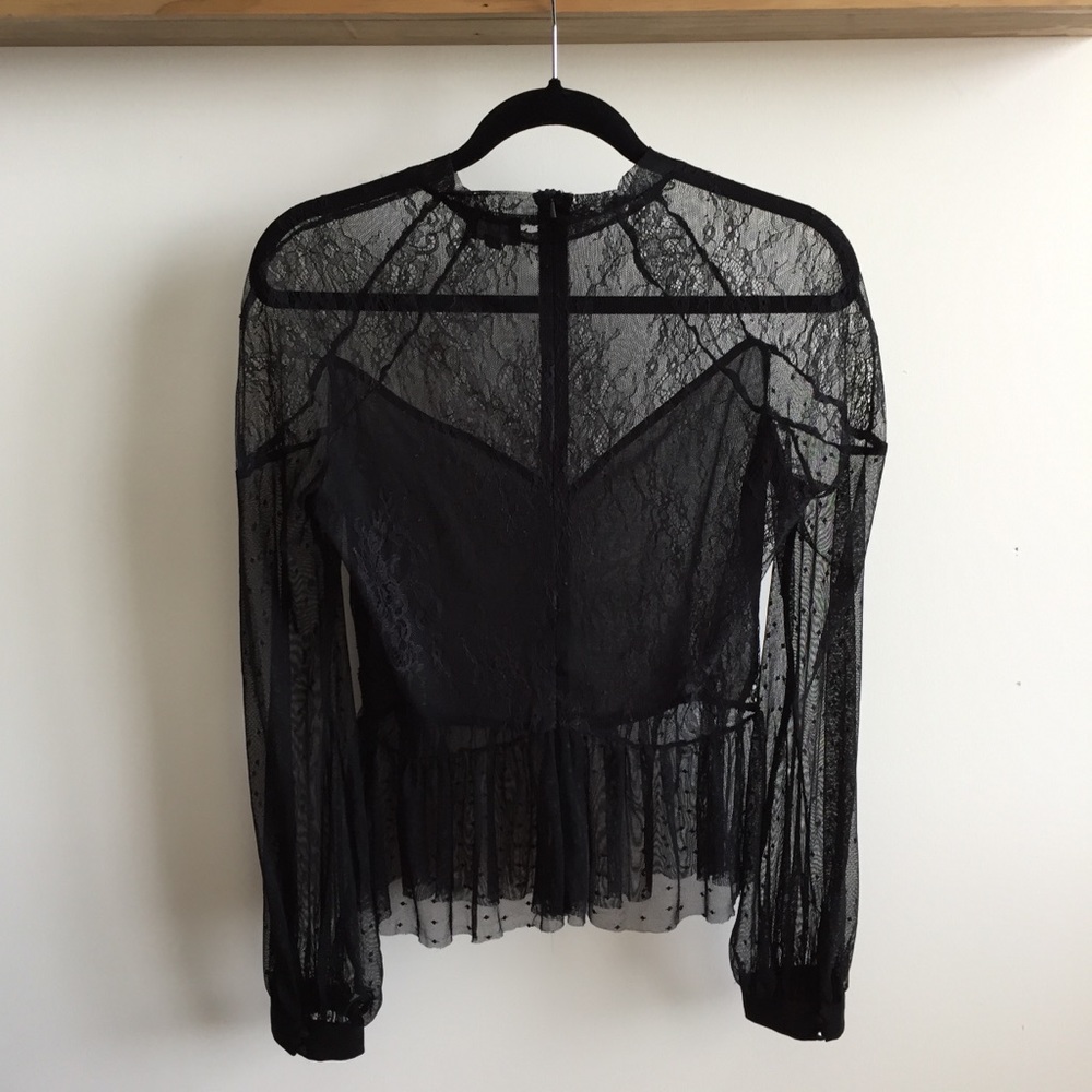 🎉HP🎉 [bardot] nwot gauzy lace peplum blouse - Picture 8 of 8